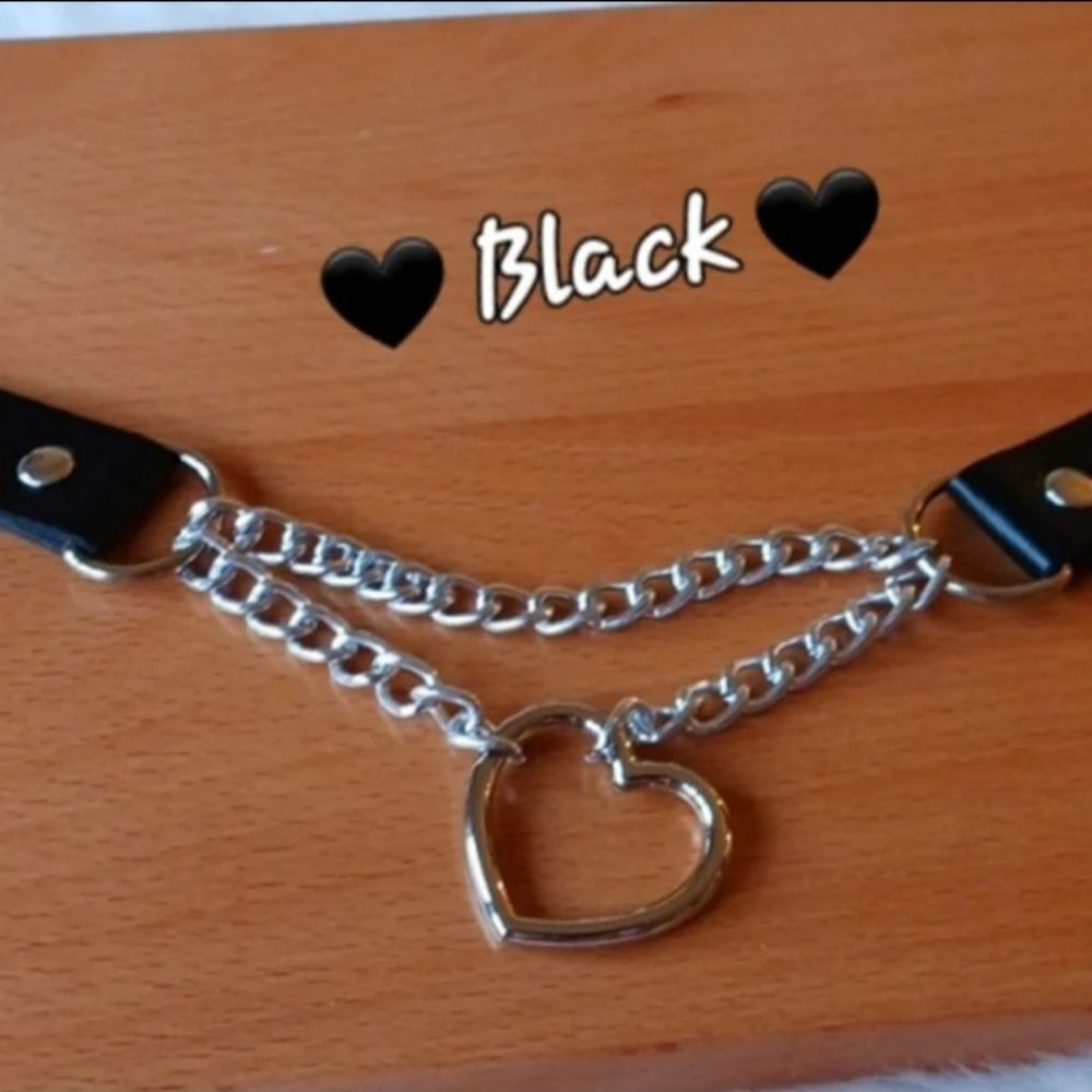 Chain Choker Collar, Heart Shaped Choker Necklace, S Choker, Gothic Chain Choker - Picture 5 of 12
